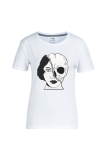 Daily Vintage Print Skull Patchwork O Neck T-Shirts
