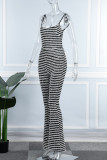 Sexy Casual Street Striped Backless Spaghetti Strap Regular Jumpsuits