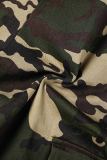 Casual Camouflage Print Patchwork Zipper Collar Regular Jumpsuits