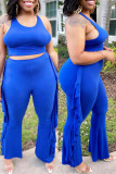 Casual Solid Basic O Neck Plus Size Two Pieces