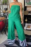 Casual Solid Patchwork Backless Strapless Regular Jumpsuits