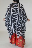 Casual Print Cardigan Plus Size Two Pieces