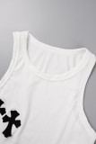 Casual Patchwork O Neck Sleeveless Two Pieces