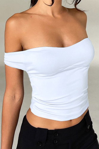 Sexy Solid Hollowed Out Frenulum Backless Strapless Tops