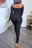 Sexy Sportswear Elegant Solid Solid Color Off the Shoulder Skinny Jumpsuits
