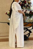 Casual Solid Patchwork O Neck Long Dress Plus Size Dresses