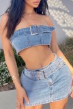 Sexy Casual Solid Patchwork Backless Sleeveless Two Pieces