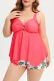 Sexy Print Solid Patchwork Backless Spaghetti Strap Plus Size Swimwear