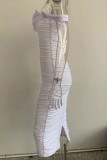 Elegant Solid Patchwork Fold Strapless Sheath Dresses