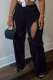 Casual Solid Hollowed Out Patchwork Regular High Waist Conventional Solid Color Trousers