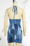 Sexy Casual Print Bandage Backless O Neck Sleeveless Dress Dresses