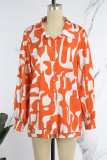 Casual Print Basic Shirt Collar Long Sleeve Two Pieces
