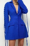 Casual Solid Patchwork Turndown Collar Suit Dress Dresses