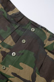 Casual Camouflage Print Patchwork Regular High Waist Conventional Full Print Skirt