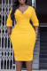 Casual Solid Patchwork Fold V Neck One Step Skirt Dresses