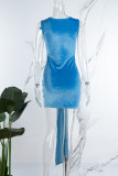 Sexy Solid See-through Appliques V Neck Wrapped Skirt Dresses