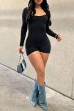 Sexy Casual Solid Backless O Neck Skinny Rompers