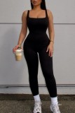 Sexy Casual Sportswear Solid Backless U Neck Skinny Jumpsuits