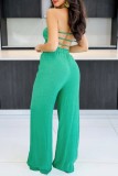 Sexy Casual Solid Bandage Backless Strapless Regular Jumpsuits