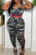 Casual Sportswear Camouflage Print Patchwork U Neck Sleeveless Two Pieces