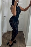 Sexy Casual Solid Ripped O Neck Skinny Jumpsuits