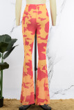 Casual Print Skinny High Waist Conventional Full Print Trousers