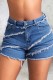 Casual Solid Patchwork Mid Waist Skinny Denim Shorts