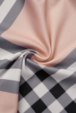 Casual Plaid Print Patchwork O Neck Short Sleeve Two Pieces