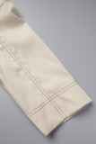 Casual Solid Patchwork Turndown Collar Long Sleeve Denim Jacket