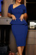Casual Solid Patchwork Oblique Collar Pencil Skirt Short Sleeve Dress