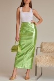 Casual Solid Slit Skinny High Waist Conventional Solid Color Skirts