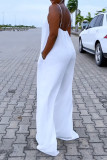Casual Daily Vacation Simplicity Plain Pants Spaghetti Strap Loose Jumpsuits