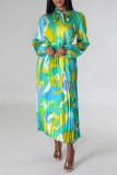 Casual Print Basic O Neck Long Sleeve Dresses (Subject To The Actual Object)