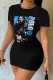 Casual Print Basic O Neck Short Sleeve Dress