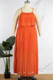 Casual Vacation Simplicity Solid Solid Color Pleated Halter Sleeveless Two Pieces