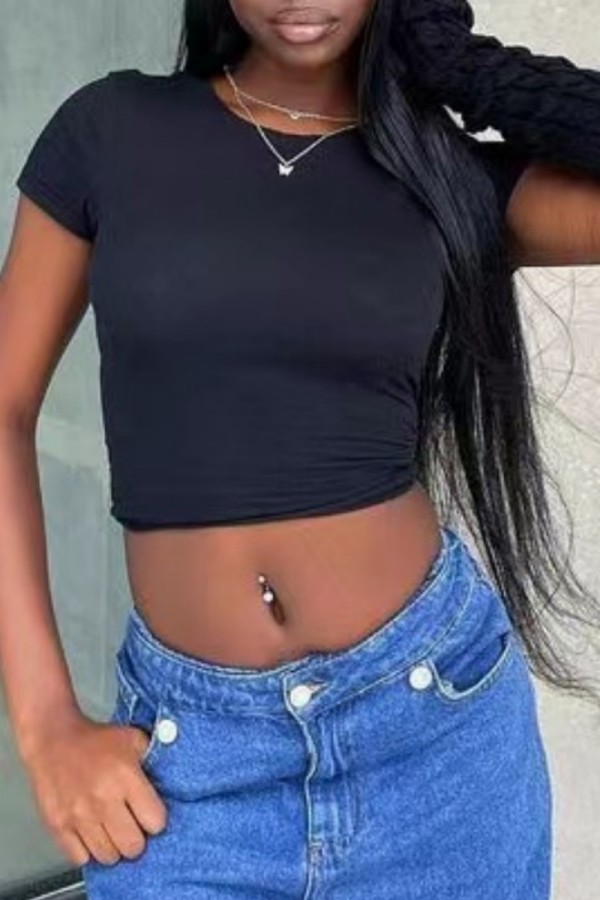 Casual Solid Basic O Neck T-Shirts