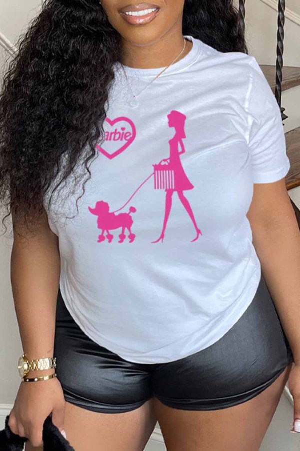 Casual Street Print Letter O Neck T-Shirts