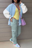 Casual Solid Patchwork Contrast Outerwear
