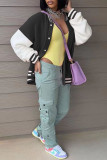 Casual Solid Patchwork Contrast Outerwear