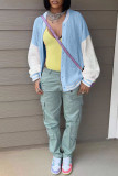 Casual Solid Patchwork Contrast Outerwear