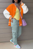Casual Solid Patchwork Contrast Outerwear