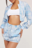 Casual Print Tie-dye Long Sleeve Two Pieces