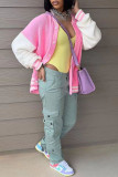 Casual Solid Patchwork Contrast Outerwear