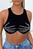 Casual Solid Hot Drill O Neck Tops