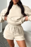 Casual Solid Basic Hooded Collar Long Sleeve Two Pieces