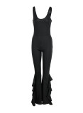 Sexy Casual Solid Backless V Neck Skinny Jumpsuits