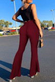 Casual Solid Basic Skinny High Waist Speaker Solid Color Trousers
