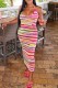 Sexy Print Bandage Backless Halter Long Dress Dresses