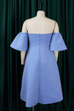 Elegant Solid Patchwork Off the Shoulder Evening Dress Dresses