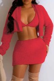 Sexy Casual Solid Patchwork Turndown Collar Long Sleeve Three Piece Set